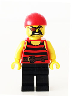 Pirate 1 - Black and Red Stripes, Black Legs, Eye-patch